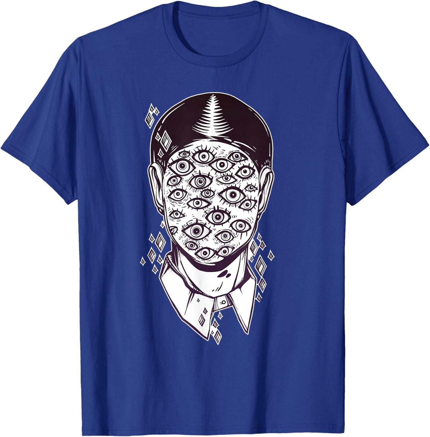 Dali Surreal - Noir Retro Eyes on Face Tattoo Art T-Shirt - T-Shirt | Royal