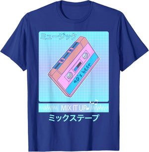 Mix Tape 90s Japanese Otaku Aesthetic Vaporwave Retro Art T-Shirt - T-Shirt | Royal