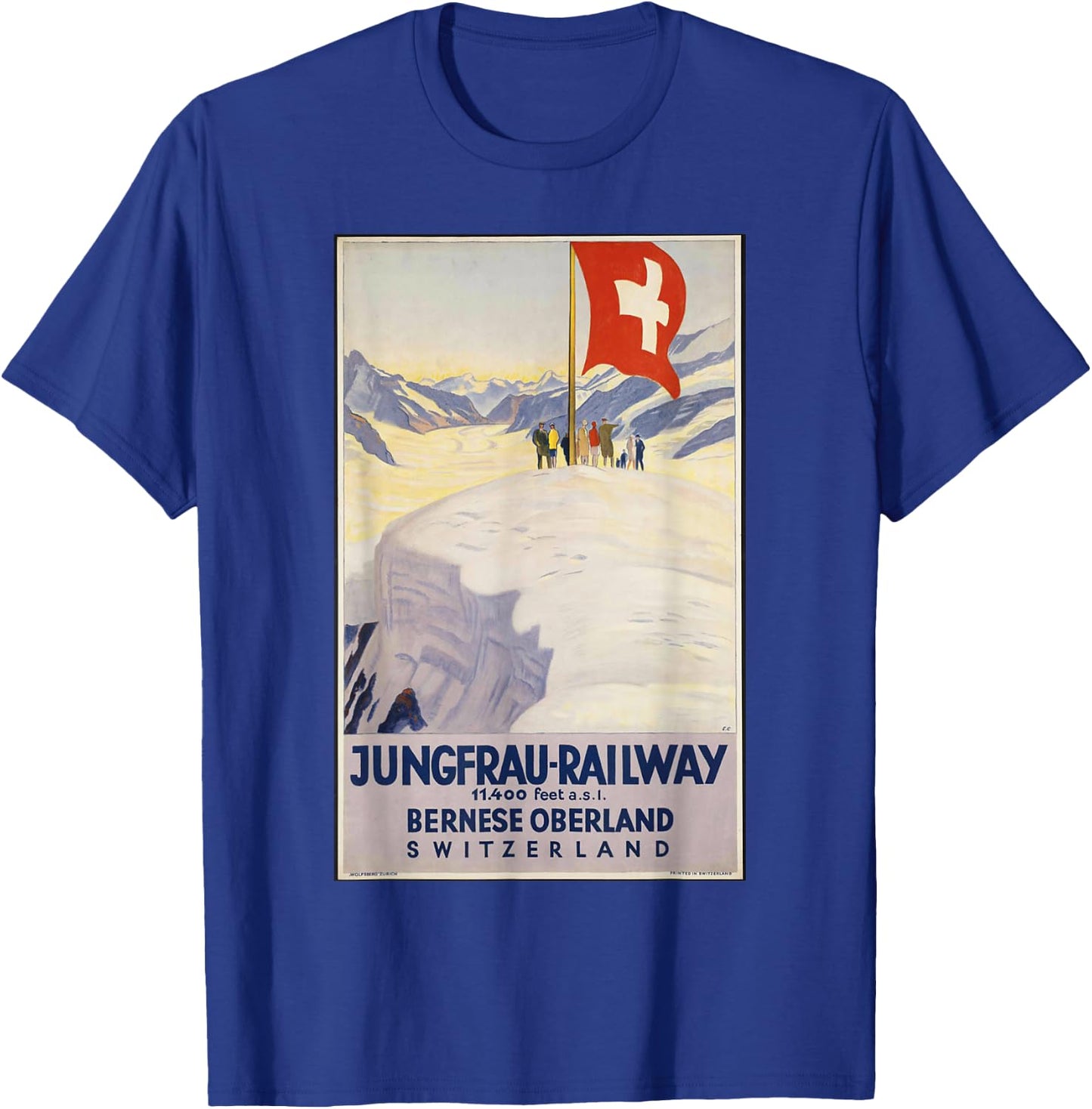 Vintage Switzerland Retro Travel Jungfrau Poster T-Shirt - T-Shirt | Royal