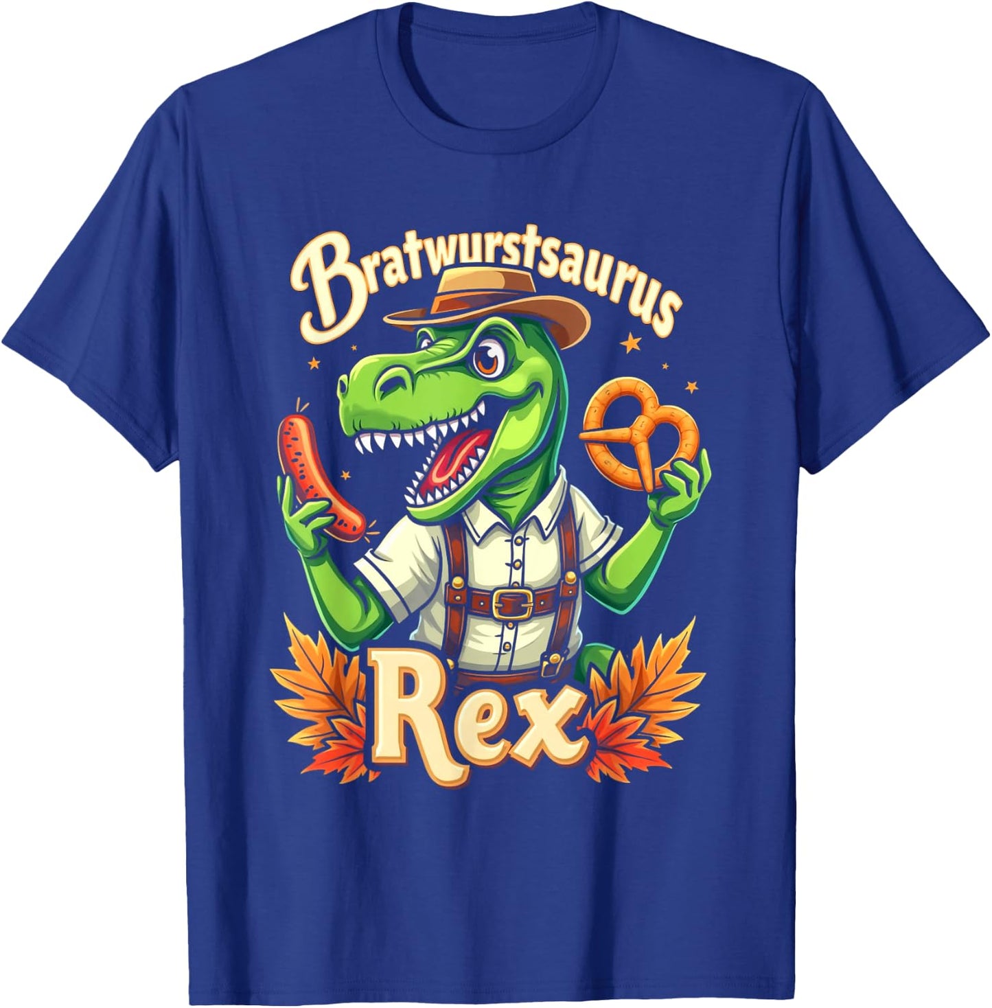 Funny Oktoberfest Dinosaur Lederhosen T-Rex Kids T-Shirt - T-Shirt | Royal
