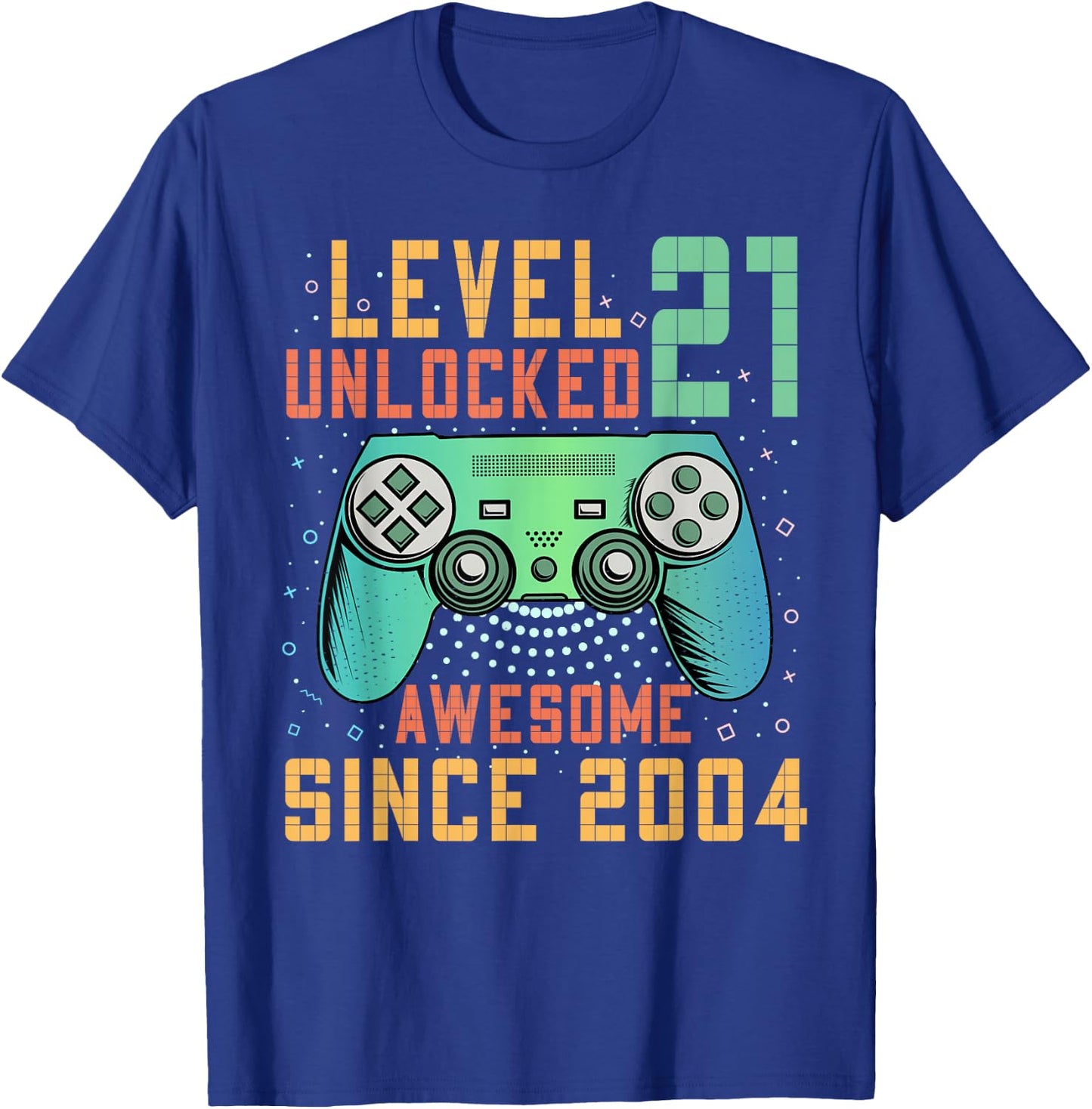 Level 21 Unlocked 21st Birthday 21 Year Old Man Gifts Gaming T-Shirt - T-Shirt | Royal
