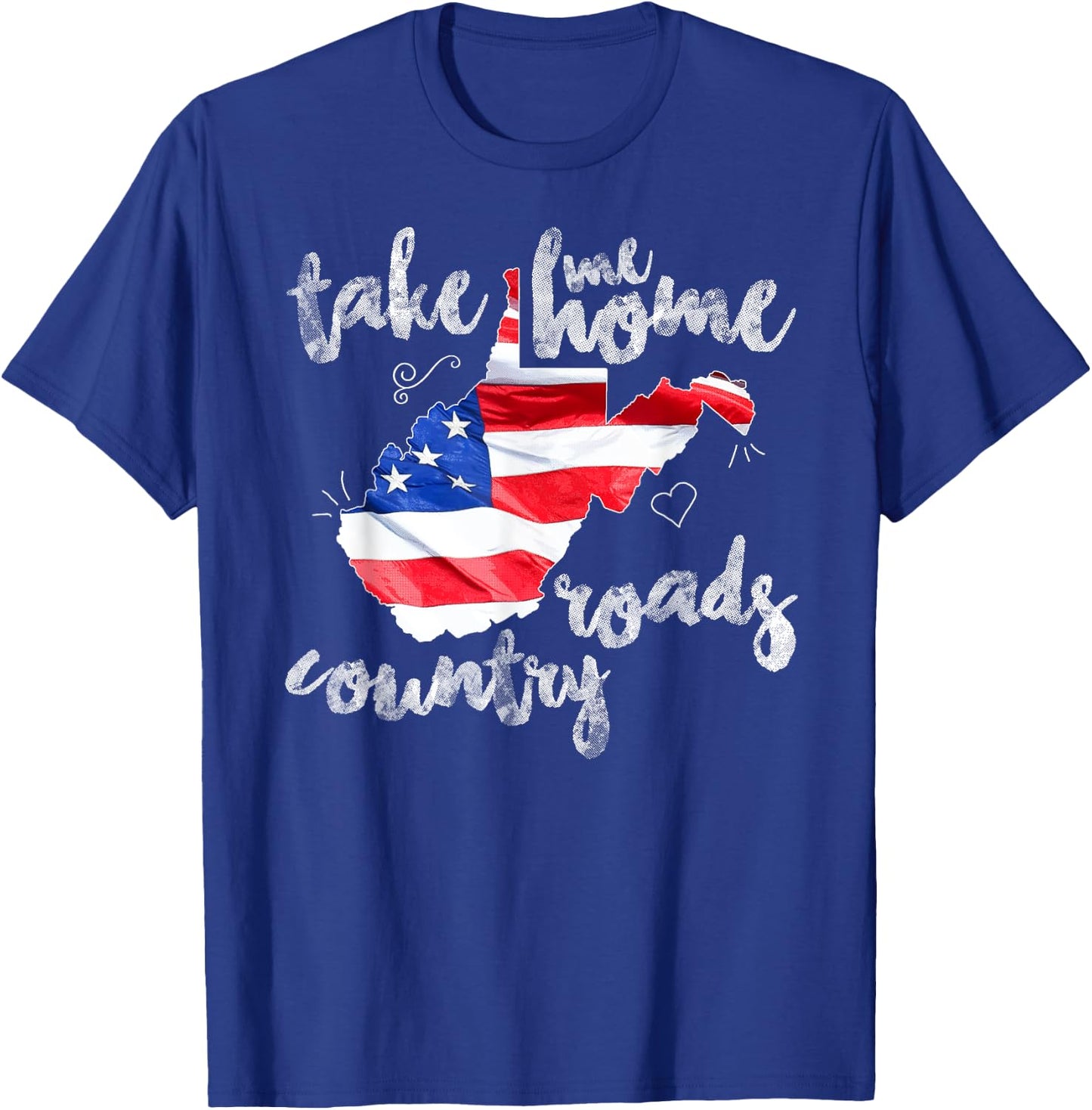 WV Country Roads Enlarged Version West Virginia T-Shirt - T-Shirt | Royal