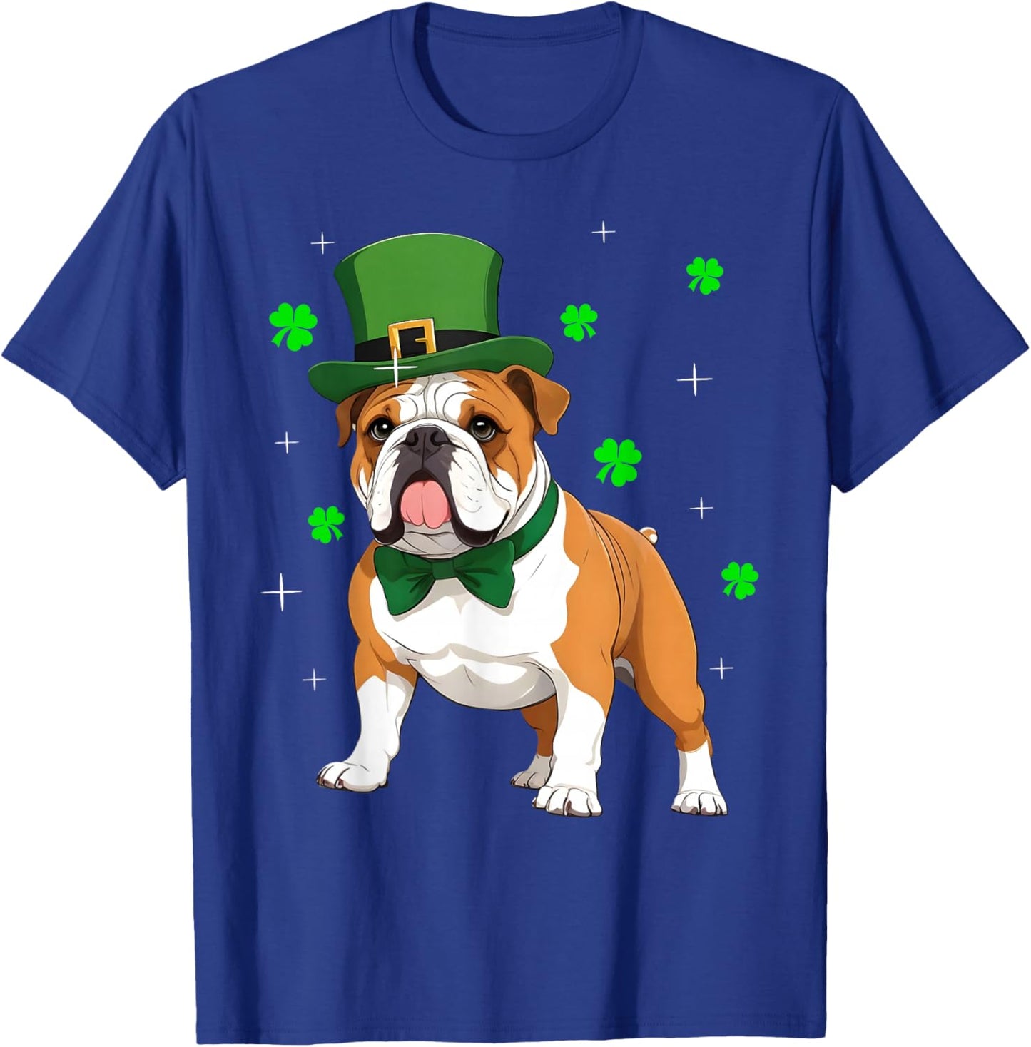 Shamrock Leprechaun Hat English Bulldog St Patrick's Day Men Women Kids T-Shirt - T-Shirt | Royal