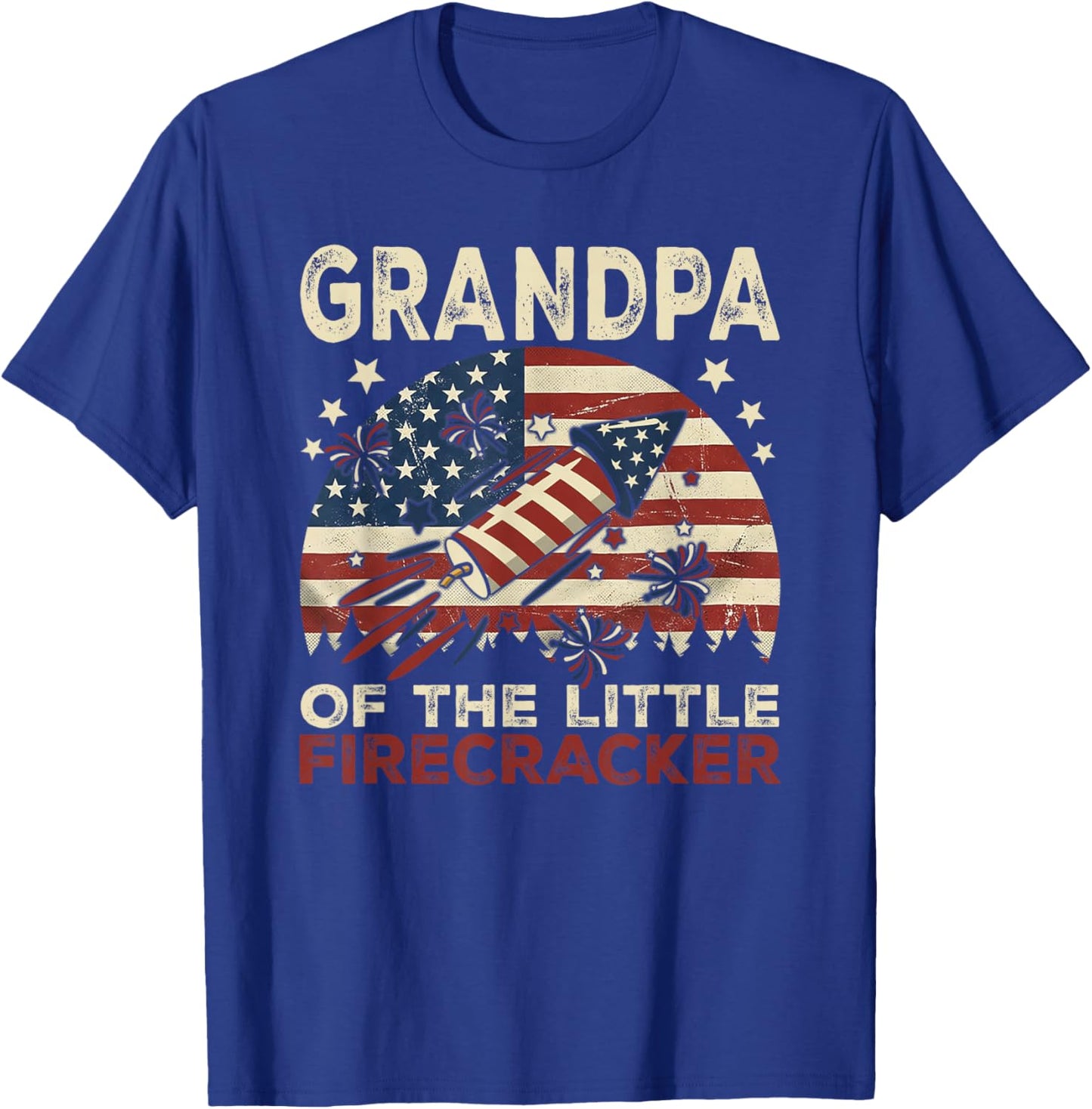 Grandpa of The Little Firecracker Fourth of July Birthday T-Shirt - T-Shirt | Royal