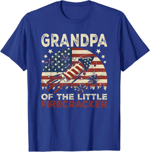 Grandpa of The Little Firecracker Fourth of July Birthday T-Shirt - T-Shirt | Royal