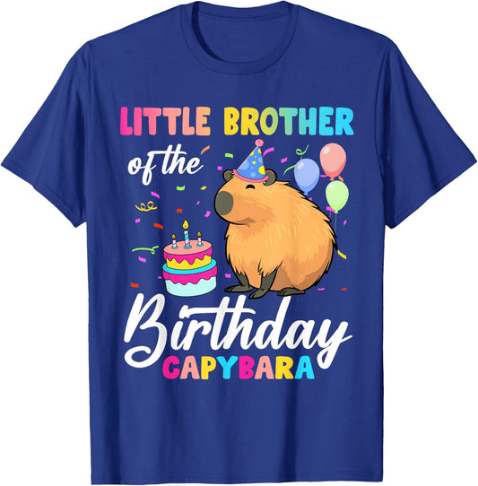 Little Brother Of The Birthday Capybara Girl Bday Party T-Shirt - T-Shirt | Royal