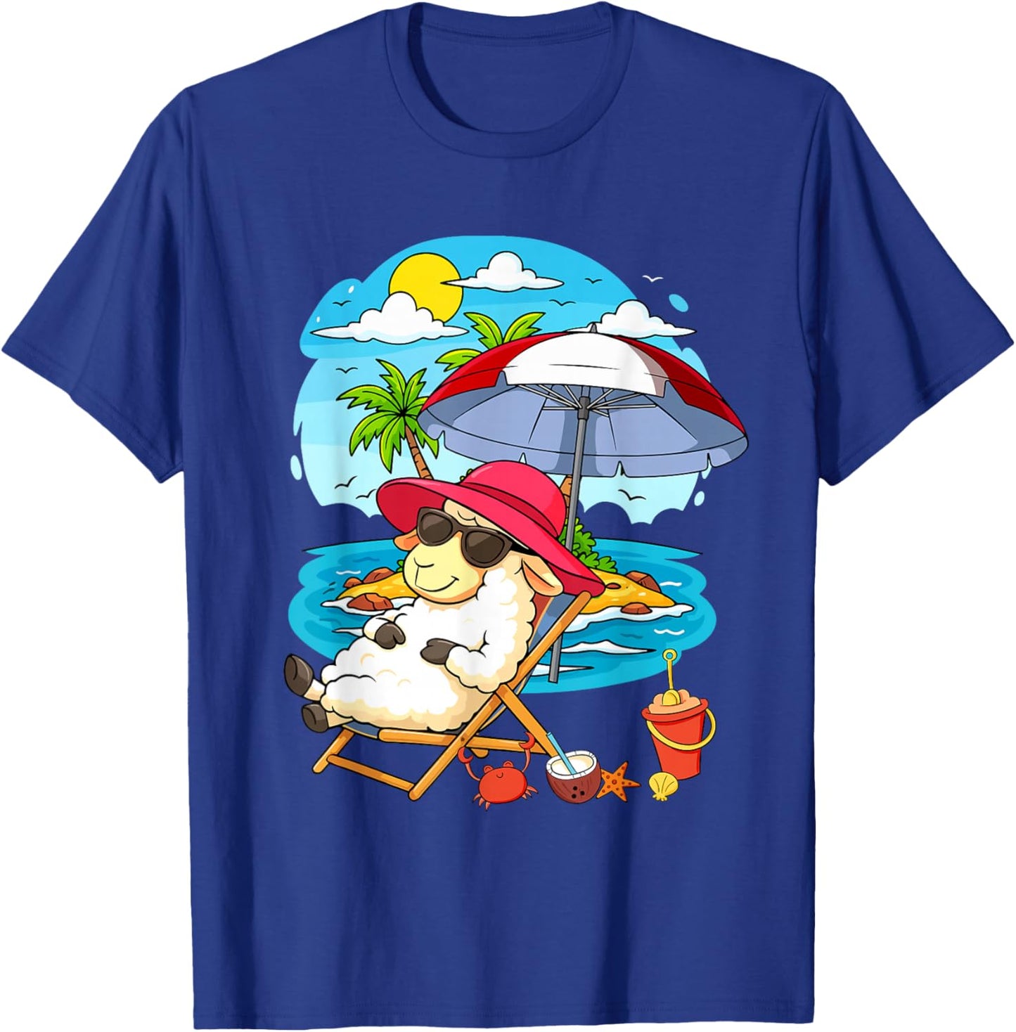 Sheep Relaxing Summer Costume Traveling Beach Lover Farmer T-Shirt - T-Shirt | Royal