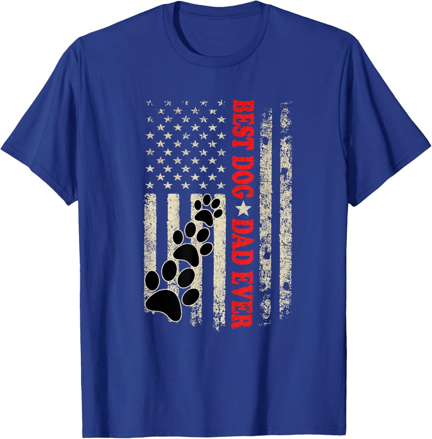 Funny Dad Fathers Day Dog Dad USA Flag T-Shirt - T-Shirt | Royal