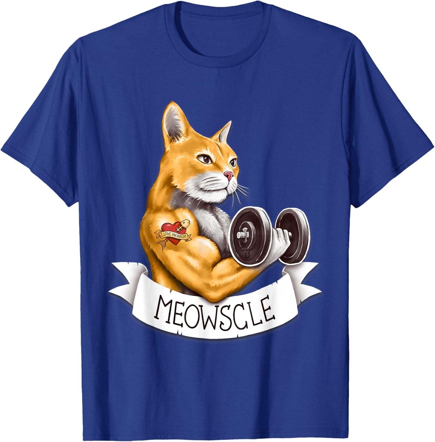 Meowscle Gym Workout Cat Pun Men Women Kids T-Shirt - T-Shirt | Royal