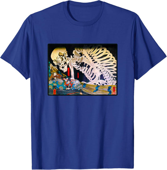 Vintage Art Prints Skeleton Ukiyo-e Japanese Woodblock Art T-Shirt - T-Shirt | Royal