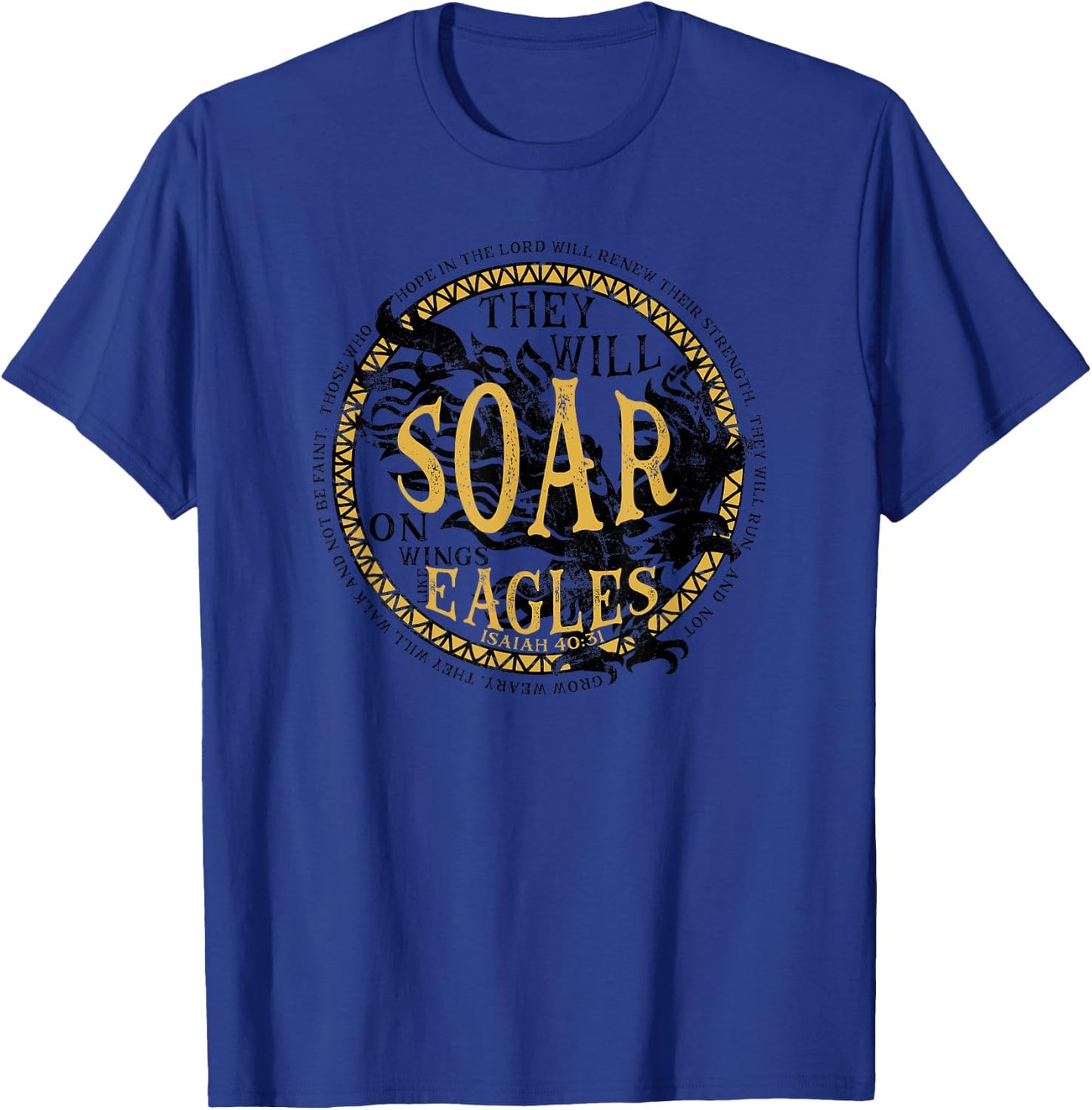 Soar on Wings Like Eagles Isaiah 40:31 Men's Christian T-Shirt - T-Shirt | Royal