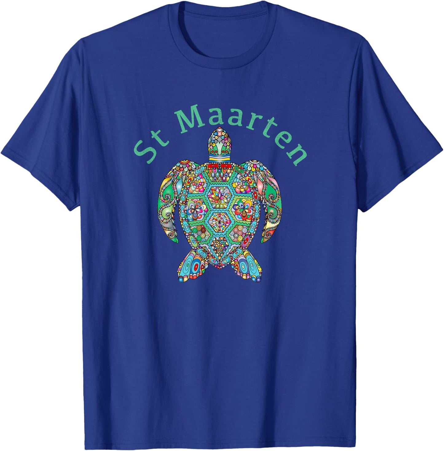 St Maarten Tribal Turtle Gift T-Shirt - T-Shirt | Royal