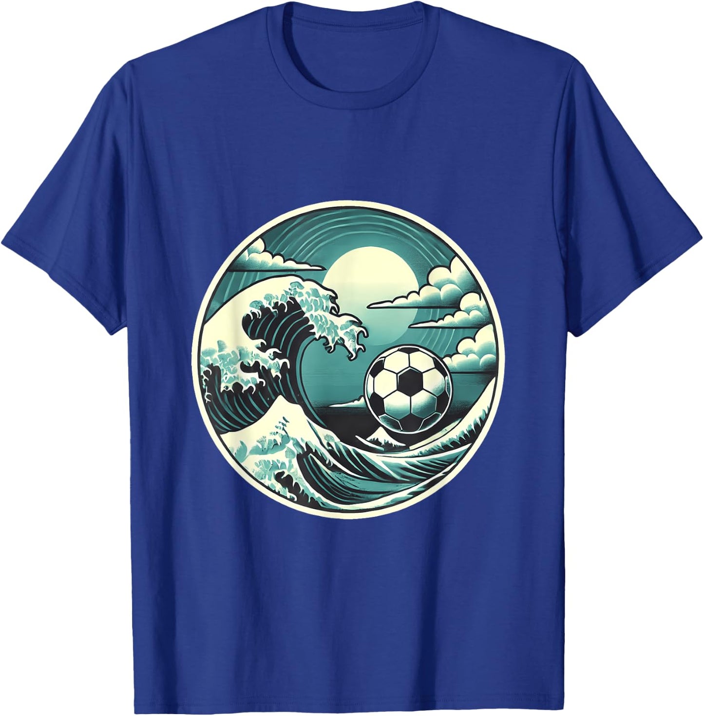 Great Wave with Soccer Ball Serene Sport Design T-Shirt - T-Shirt | Royal
