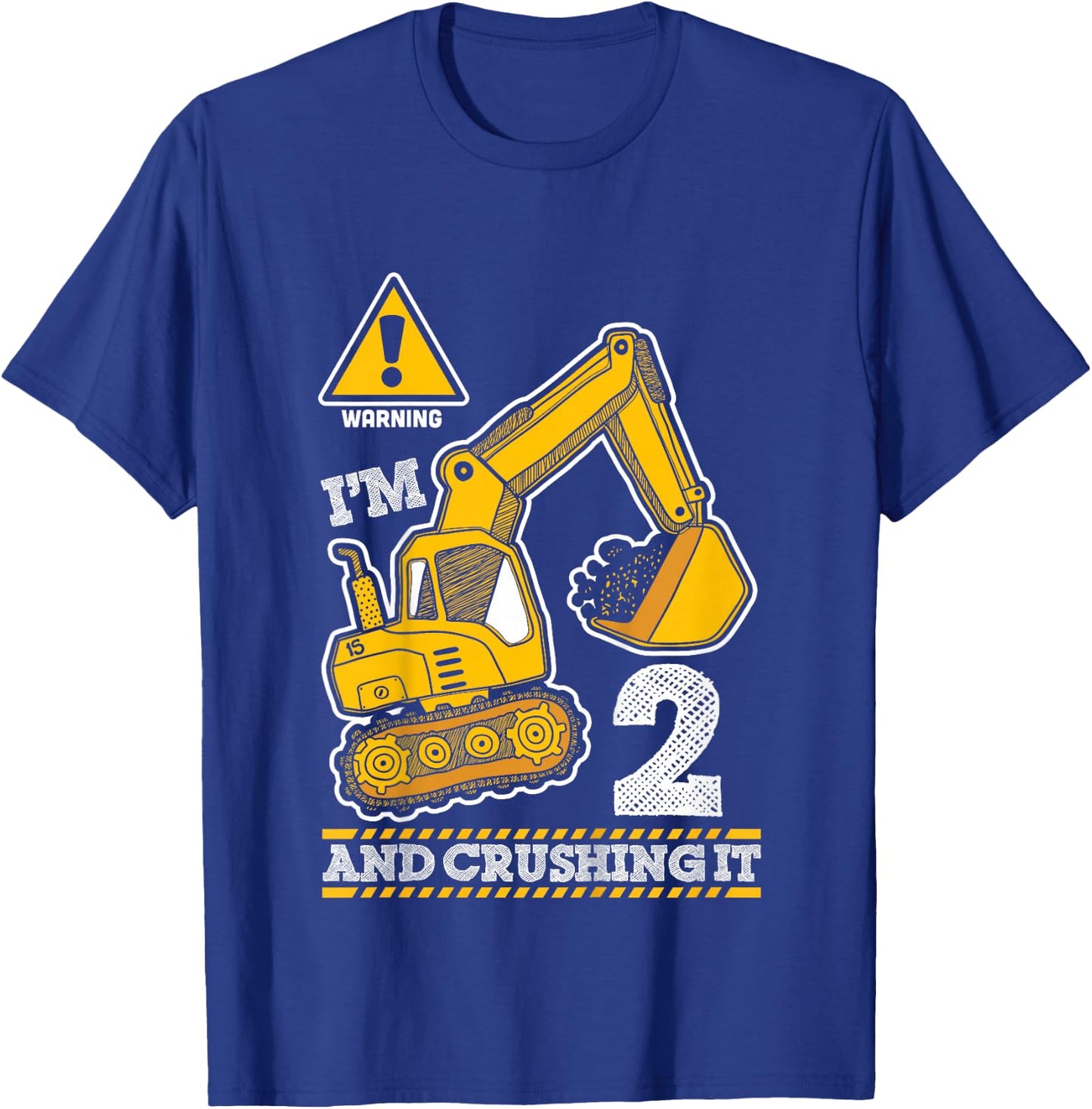 Construction Truck 2nd Birthday 2 Years Old Digger Builder T-Shirt - T-Shirt | Royal