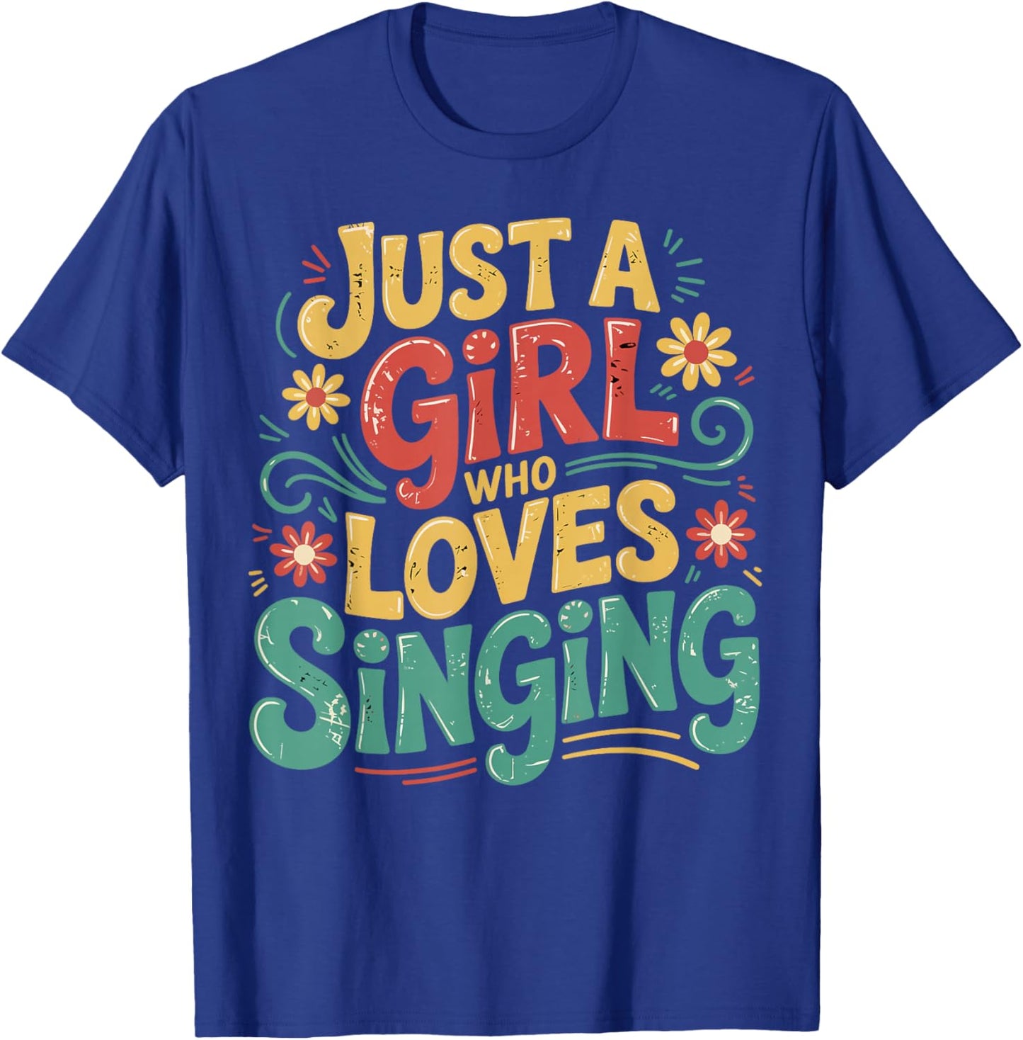 Just a Girl Who Loves Singing Vintage Music Gifts for Girls T-Shirt - T-Shirt | Royal