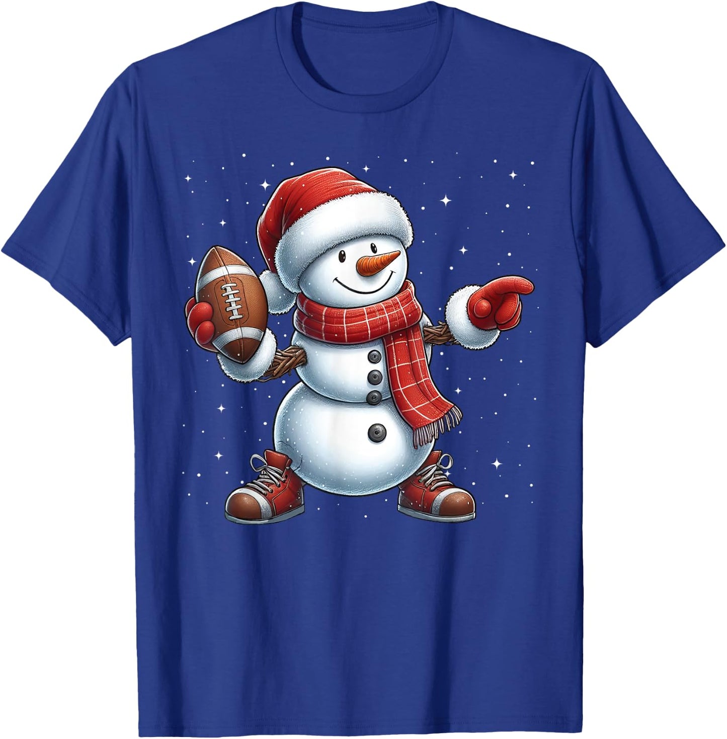 Snowman American Football Christmas Snow Boys Girls Kids T-Shirt - T-Shirt | Royal