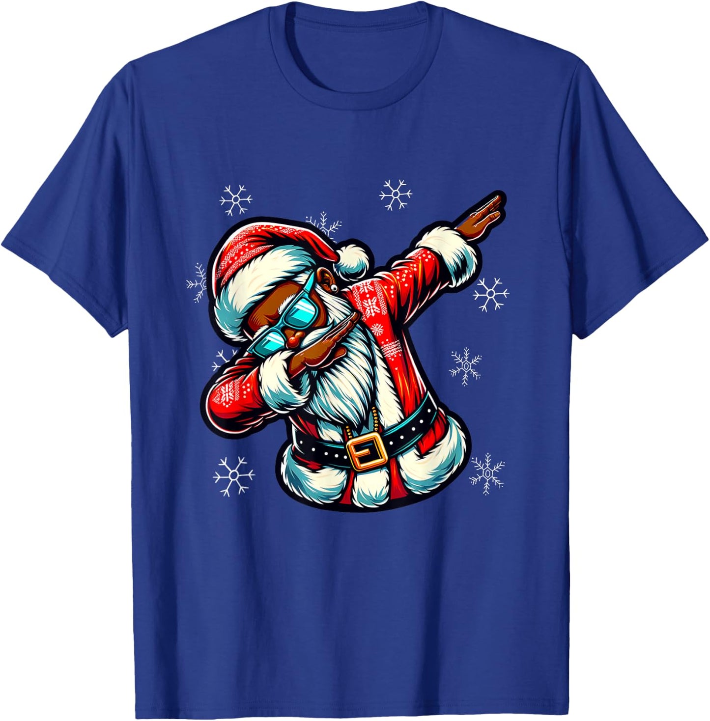 Black African American Christmas Dabbing Santa Claus PJ T-Shirt - T-Shirt | Royal