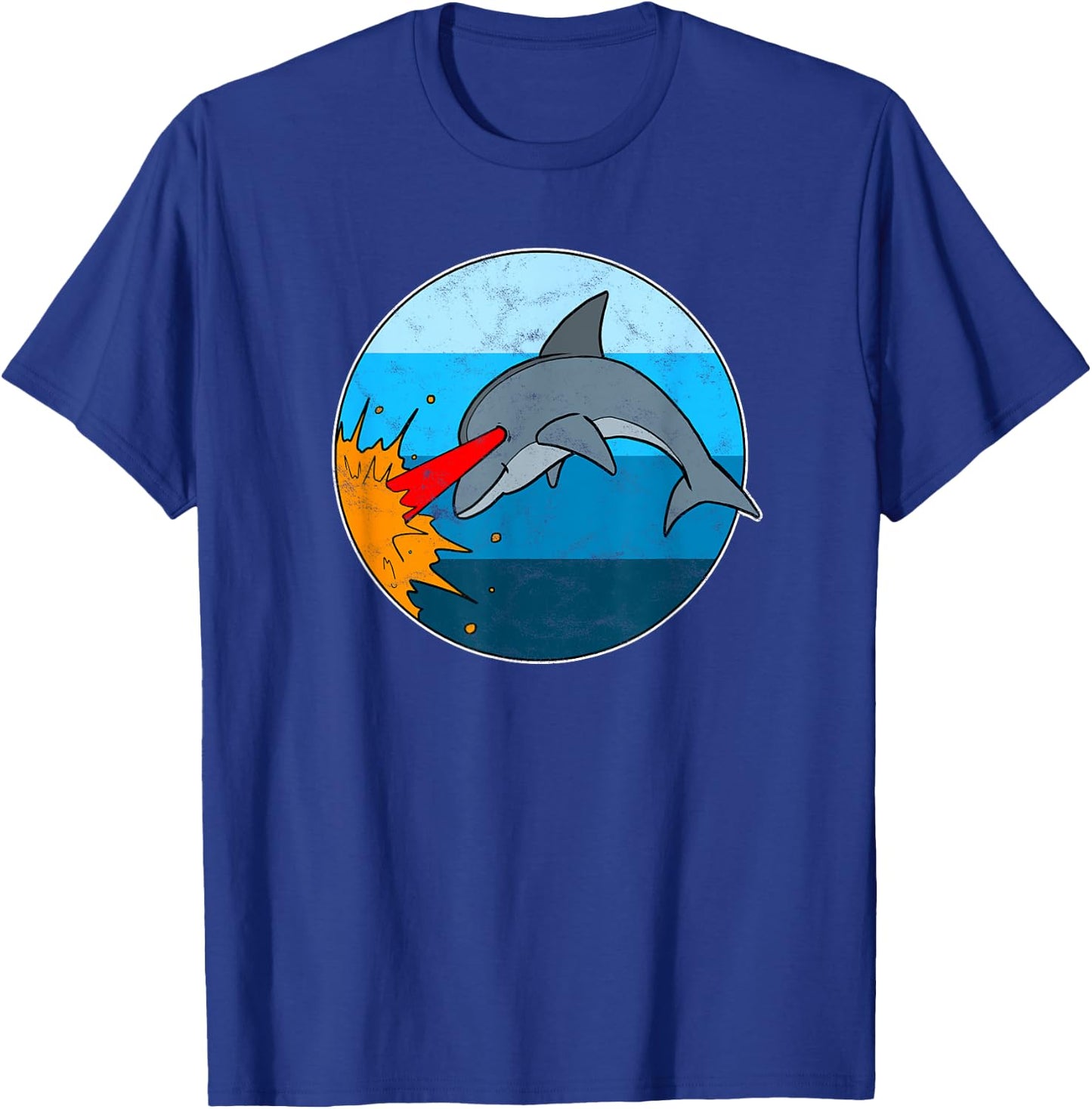 Retro Laser Dolphin Funny 80s Dolphin T-Shirt - T-Shirt | Royal