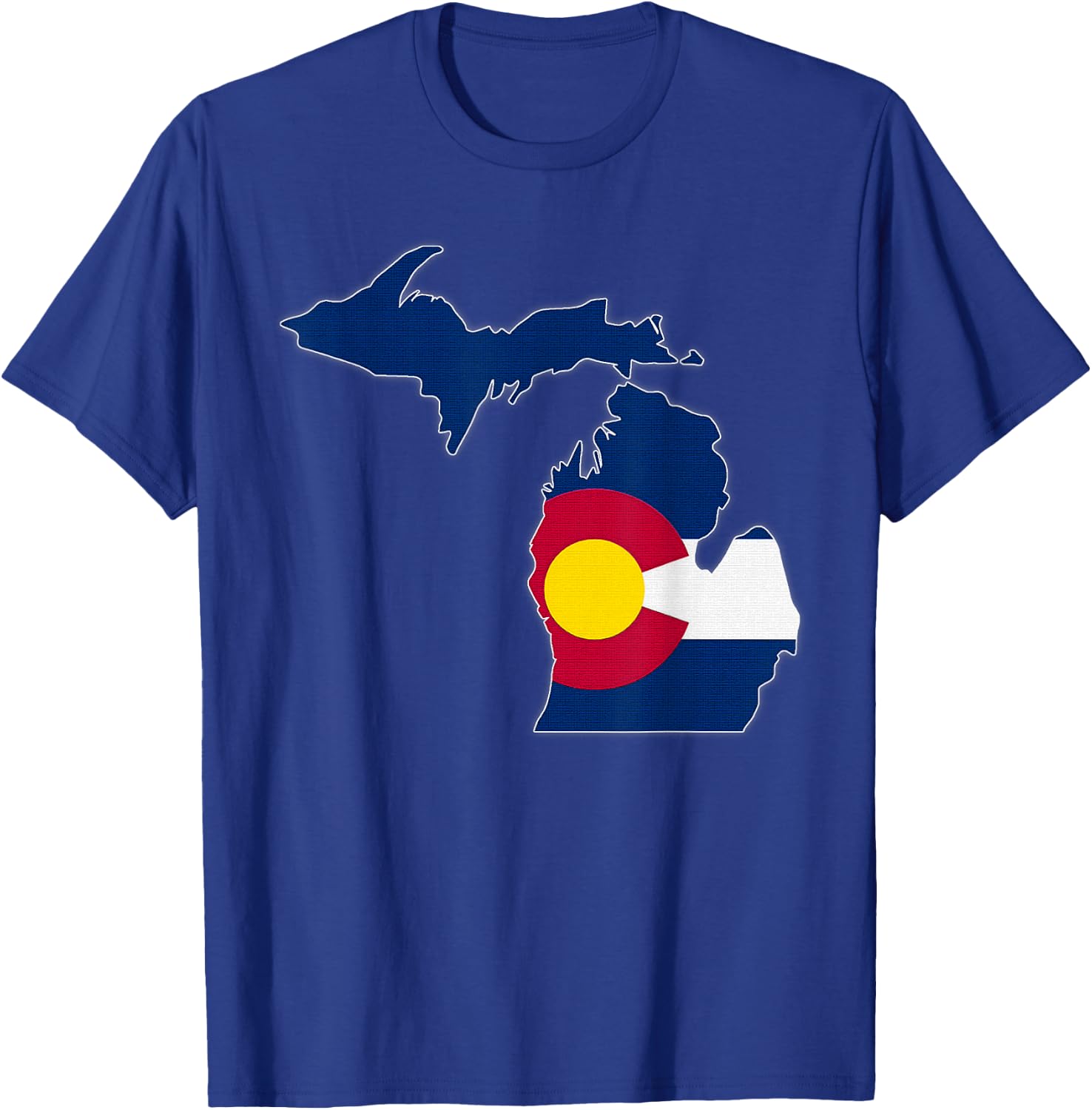 MICHIGAN STATE MAP COLORADO CO Flag Roots Men Women Gift T-Shirt - T-Shirt | Royal