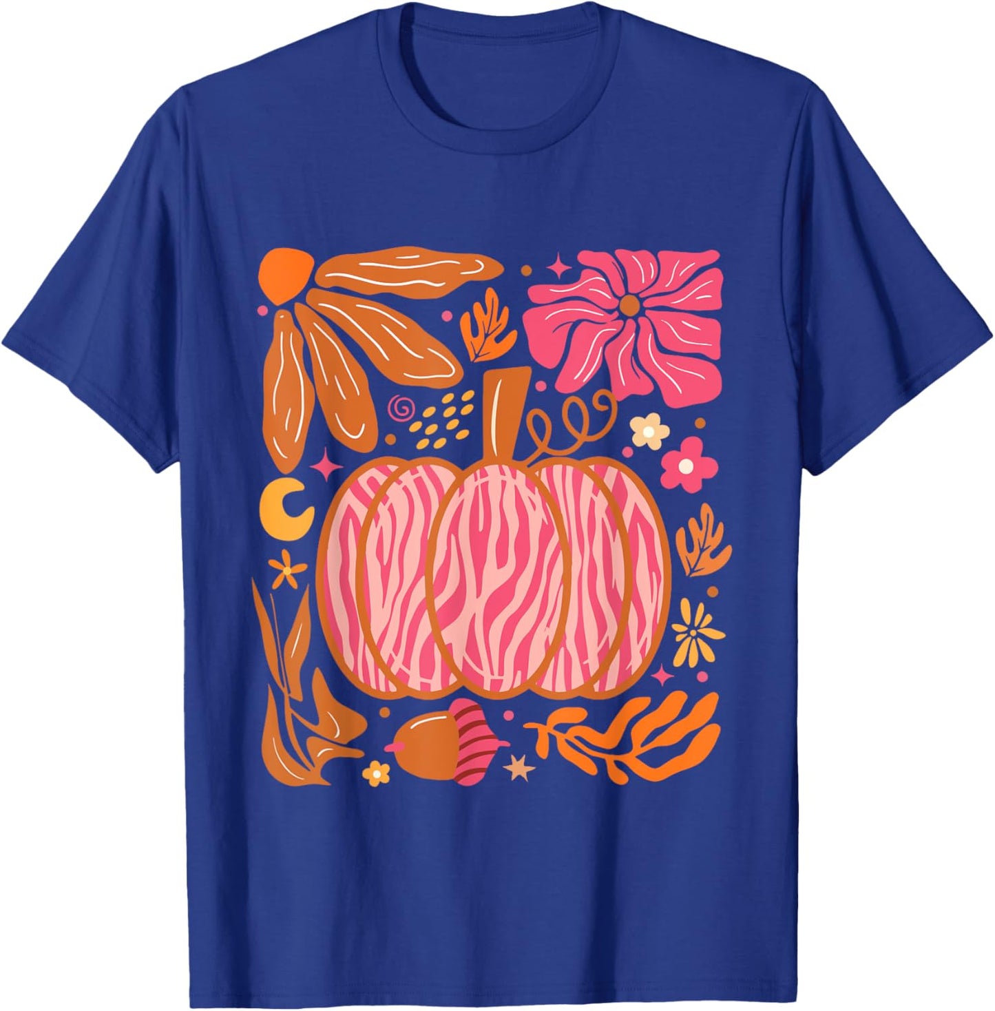 Leopard Pink Pumpkin Boho Floral Fall, Autumn Vibes T-Shirt - T-Shirt | Royal