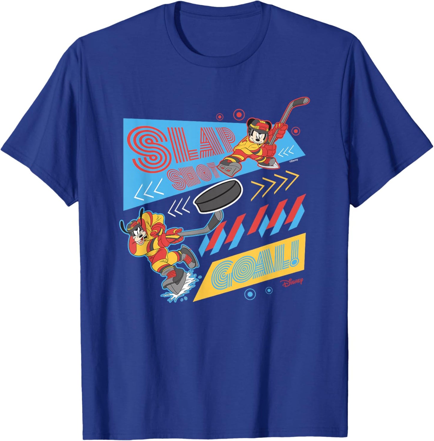 Disney Mickey and Friends Slap Shot Goal Winter Sports T-Shirt - T-Shirt | Royal