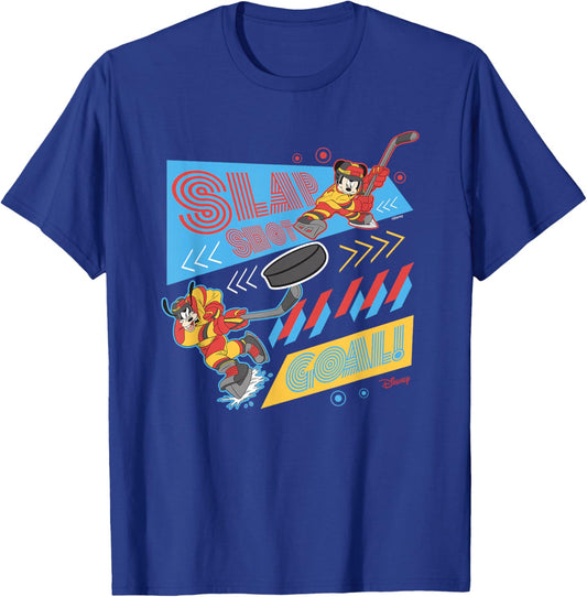 Disney Mickey and Friends Slap Shot Goal Winter Sports T-Shirt - T-Shirt | Royal
