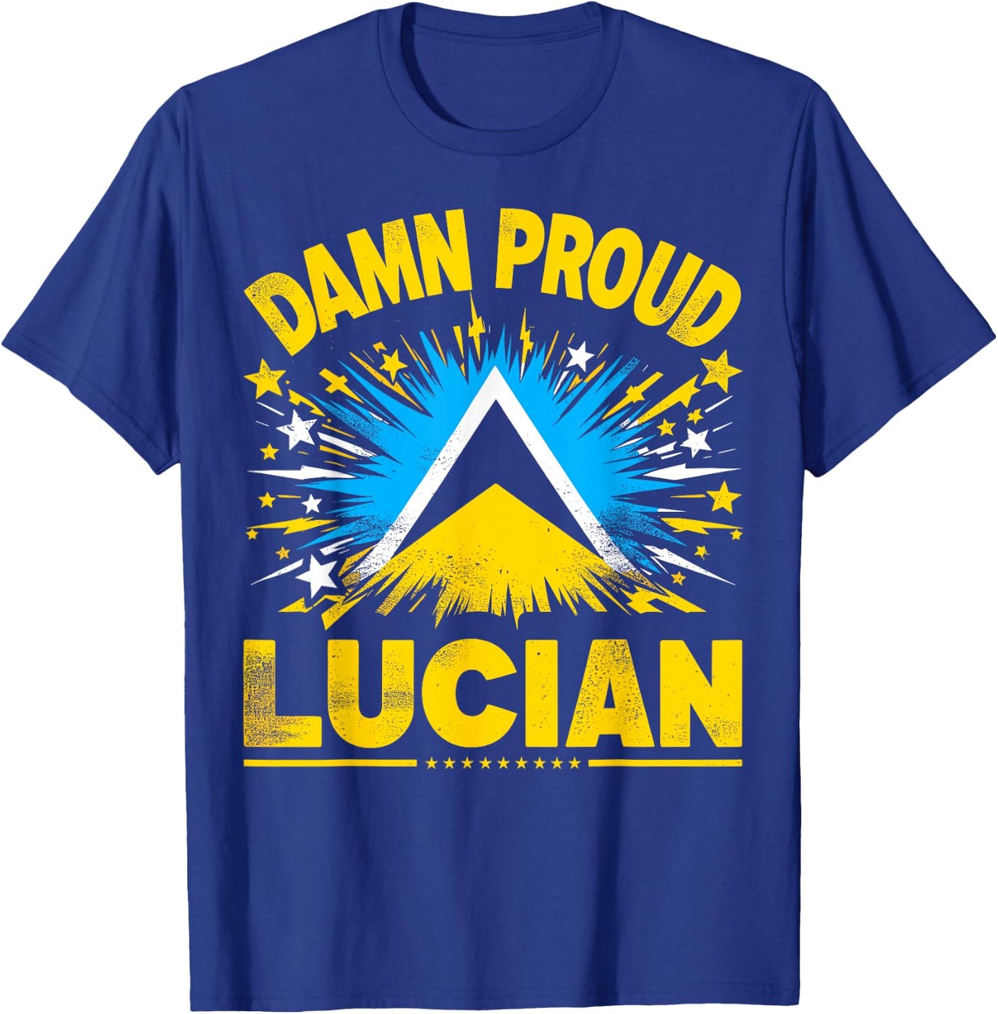 Damn Proud Lucian, Saint Lucia Independence, St. Lucia Flag T-Shirt - T-Shirt | Royal
