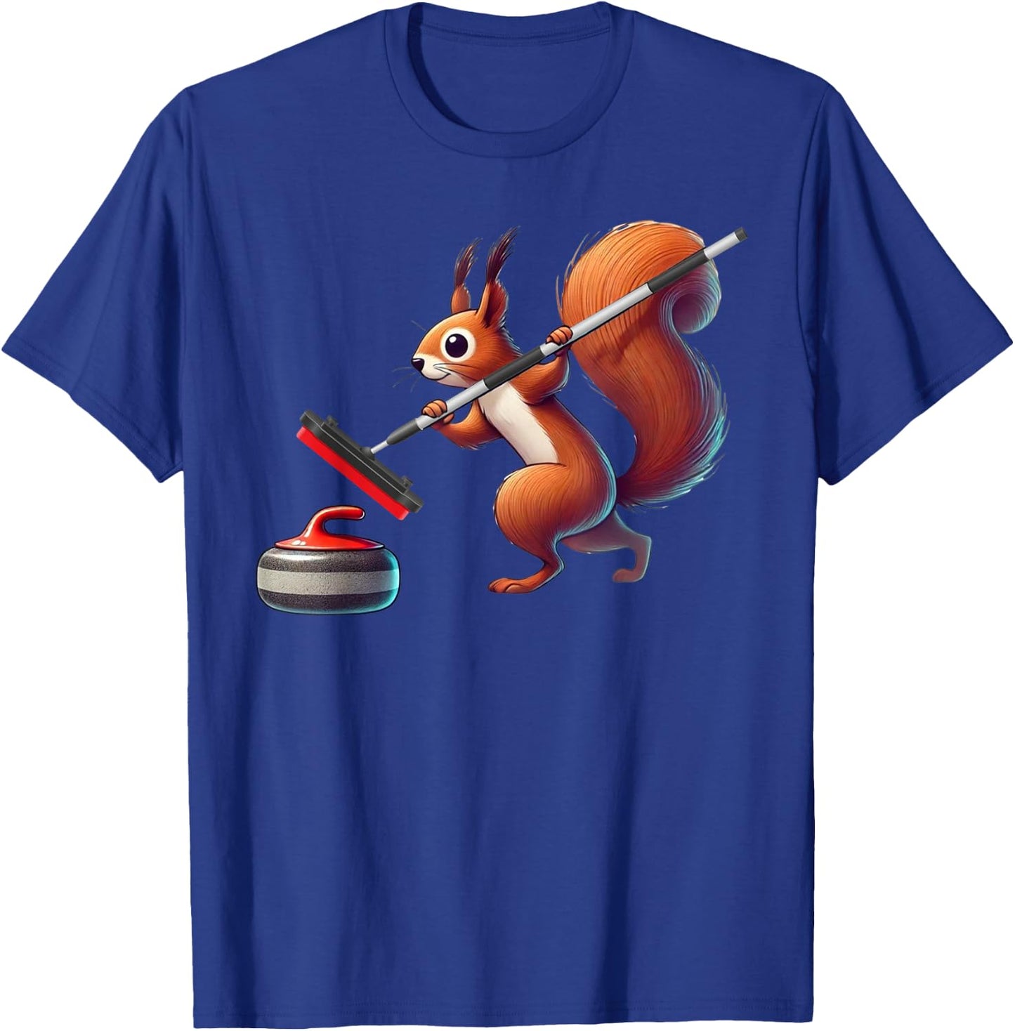 Funny Curling Squirrel Design For Curler Winter Sports T-Shirt - T-Shirt | Royal
