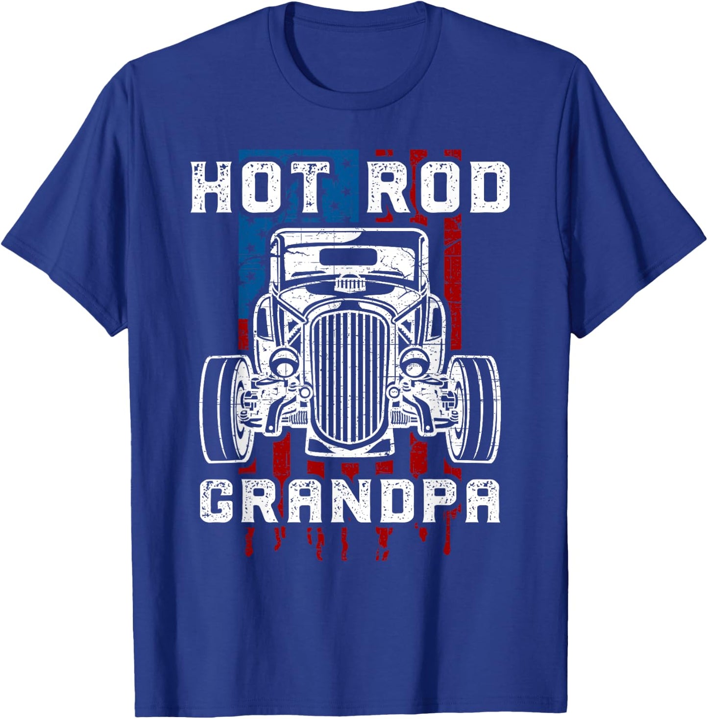 Hot Rod Grandpa Shirt Vintage Car American Flag Women Men T-Shirt - T-Shirt | Royal