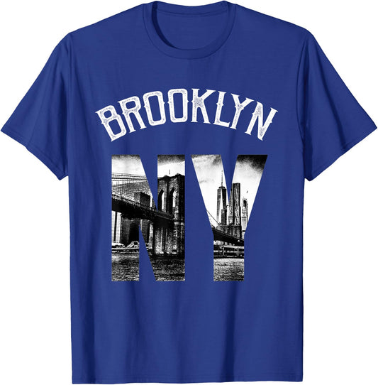 Vintage Brooklyn New York Skyline Shirt T-Shirt - T-Shirt | Royal