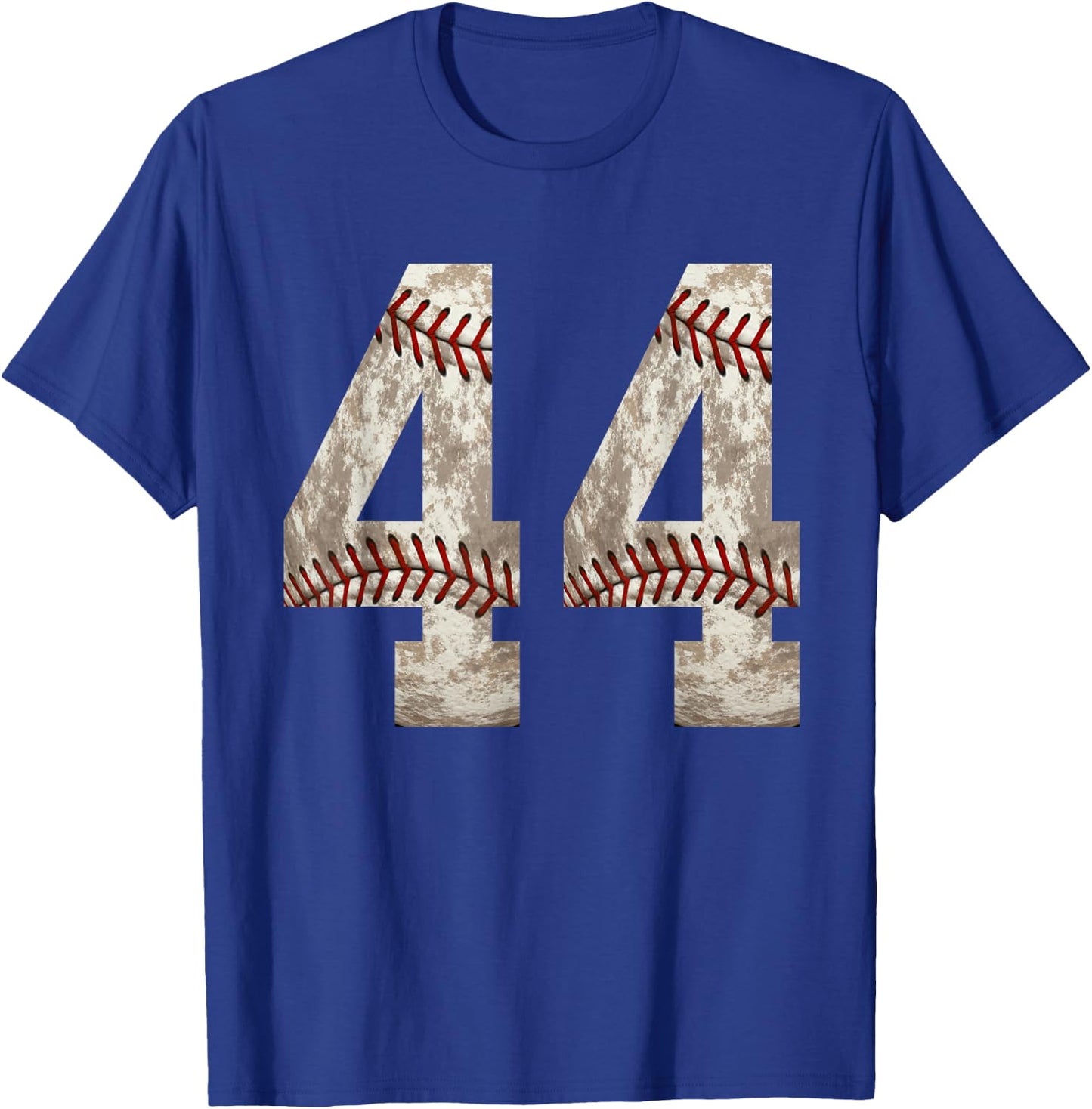 Baseball Jersey Number 44 Outfit Distressed Ball Design T-Shirt - T-Shirt | Royal