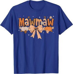 Mawmaw Pumpkin Fall Coquette Bow Thanksgiving Mom Women T-Shirt - T-Shirt | Royal