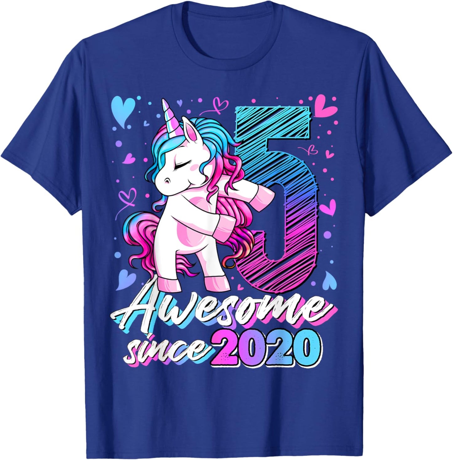 5 Year Old Unicorn Gifts For Girls 5th Birthday Girl Party T-Shirt - T-Shirt | Royal