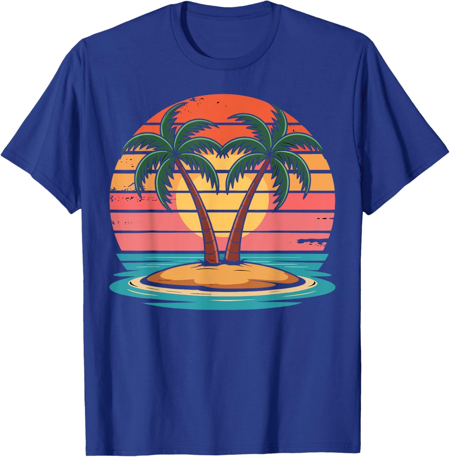 Retro Palm Trees Sunset Tropical Summer Gifts Women T-Shirt - T-Shirt | Royal