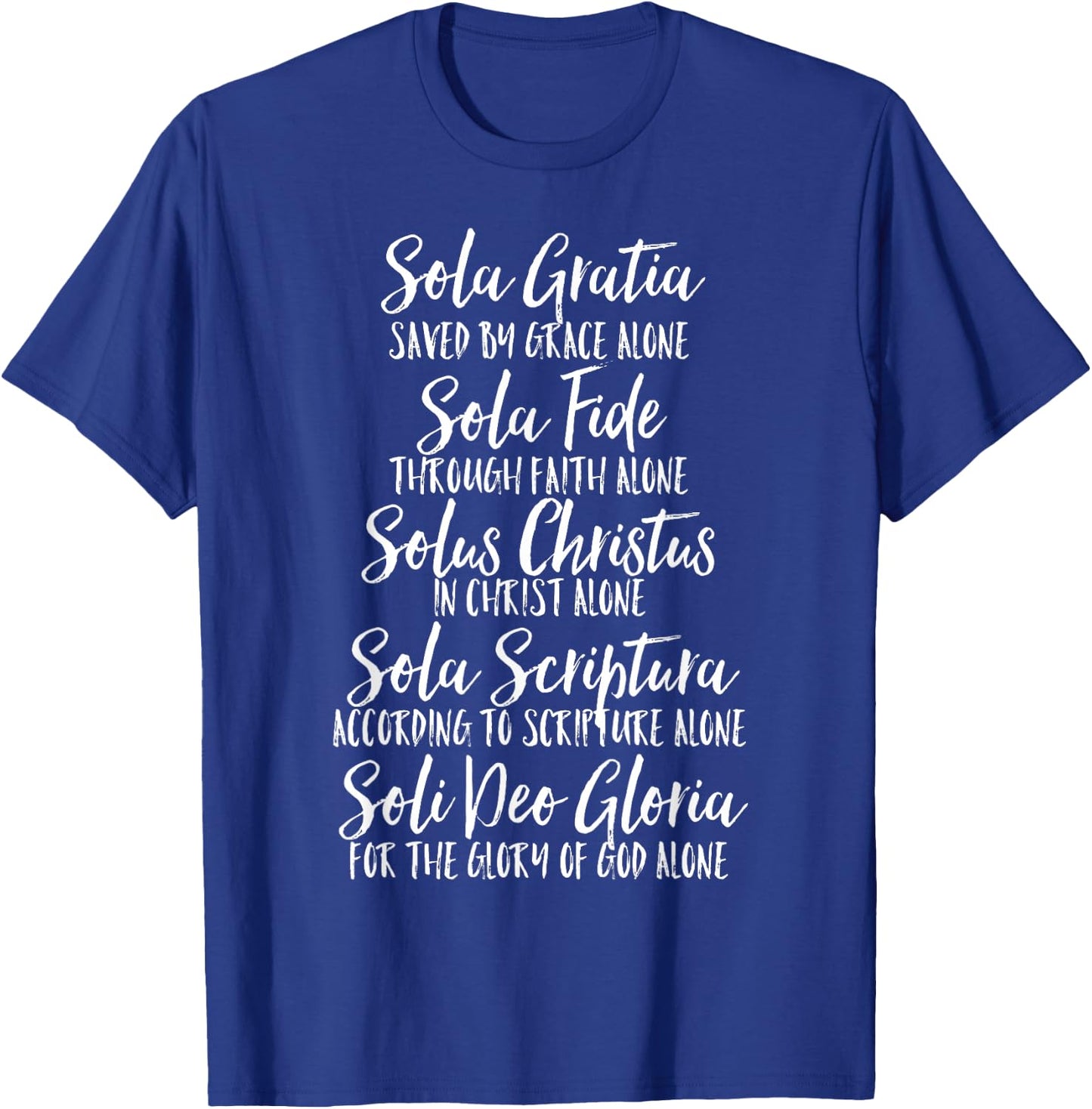 Five Solas Latin and English Cute Script Text T-Shirt - T-Shirt | Royal