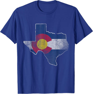 Texas Colorado Flag Family Men Women Kids T-Shirt - T-Shirt | Royal