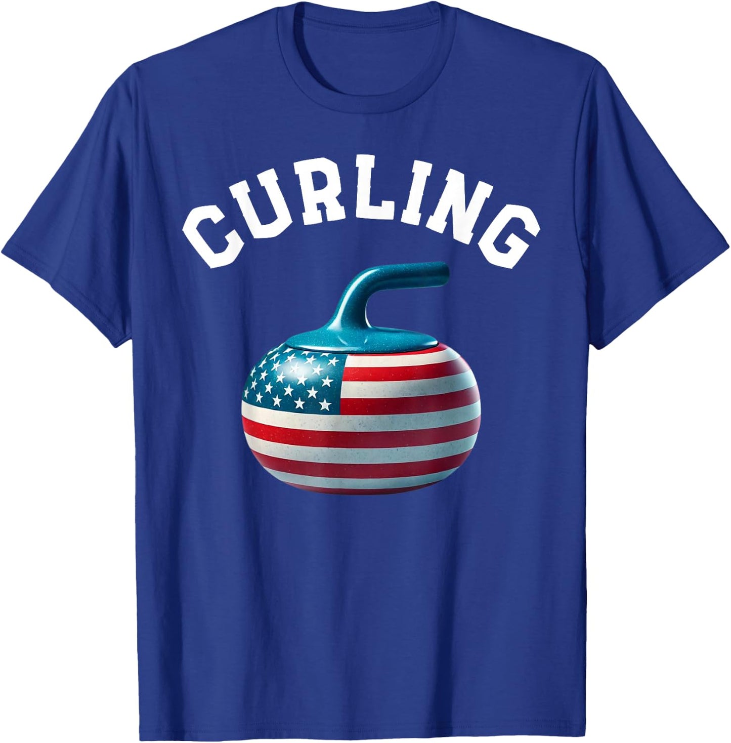 American Flag Curling USA 4th of July Man Woman T-Shirt - T-Shirt | Royal