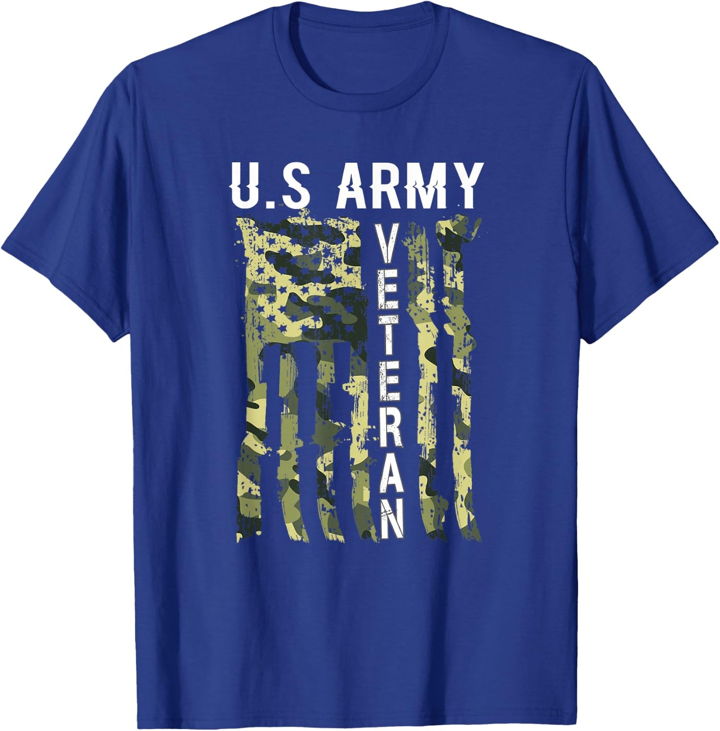 Veteran USA Camo 4th of July Shirt Man Woman T-Shirt - T-Shirt | Royal