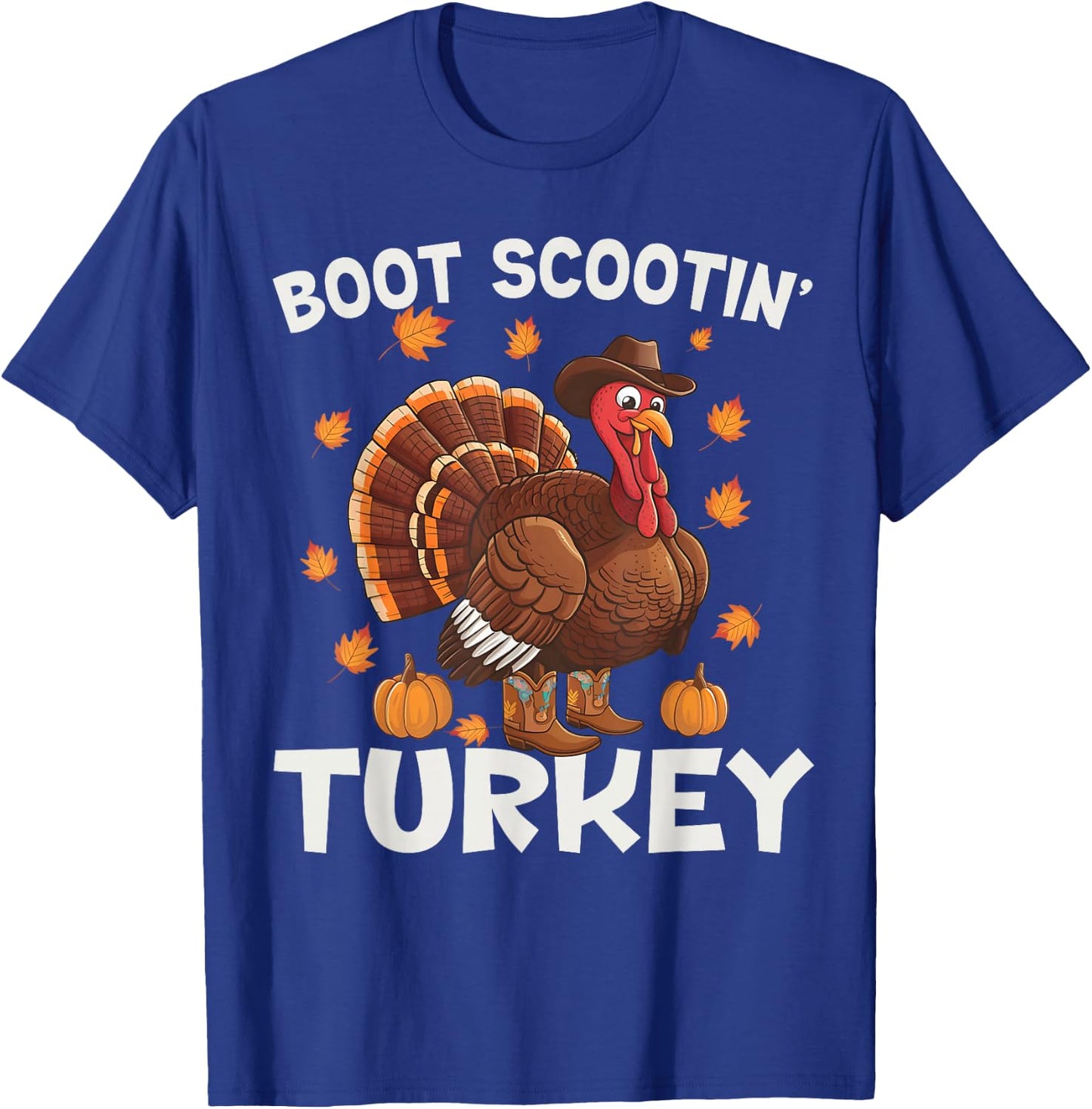 Western Turkey Rodeo Ride Horse Thanksgiving Thanksgiving Turkey Boot Scootin Cowboy Turkey Western Rodeo T-Shirt - T-Shirt | Royal