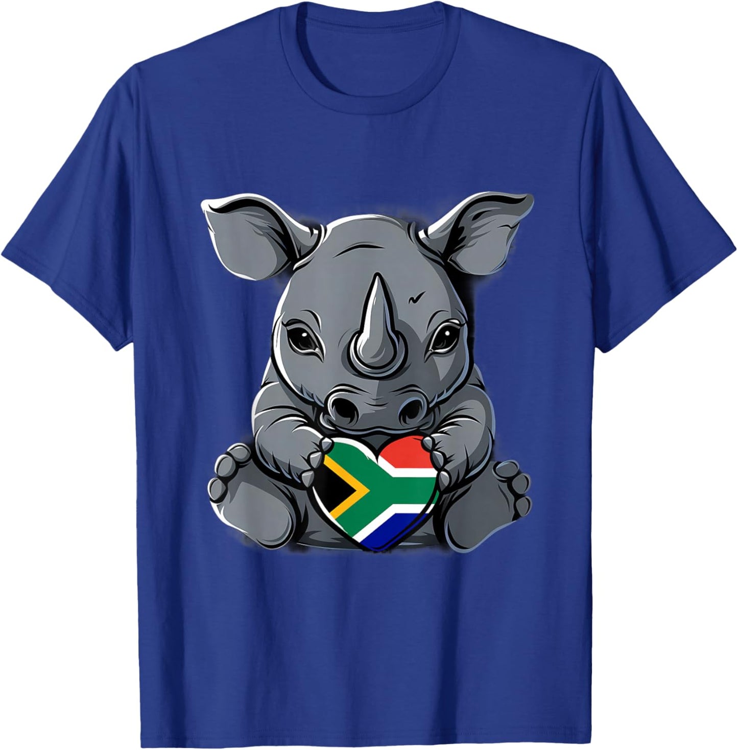South Africa Flag Cute Rhino Heart South African Pride T-Shirt - T-Shirt | Royal