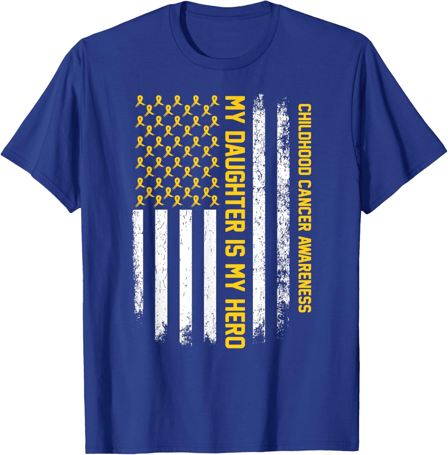 My Daughter is My Hero Childhood Cancer Awareness Ribbon T-Shirt - T-Shirt | Royal