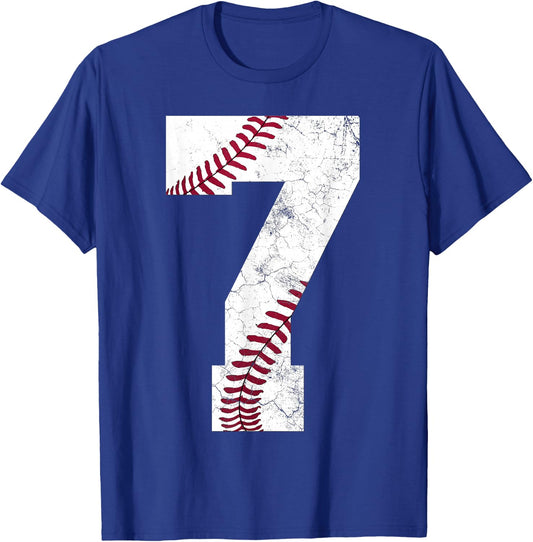 7th Birthday 2019 Baseball Boys Kids Seven 7 Seventh Gift T-Shirt - T-Shirt | Royal