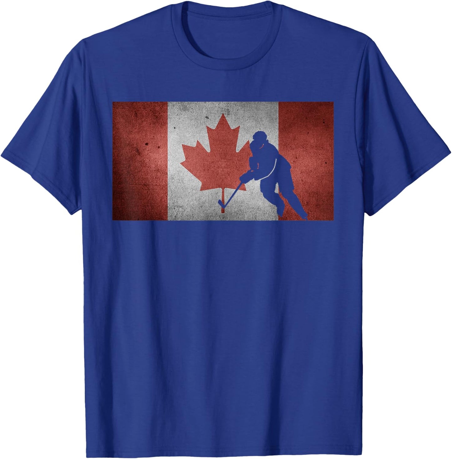 Canadian Hockey Player Canada Flag Maple Leaf Ice Skating T-Shirt - T-Shirt | Royal