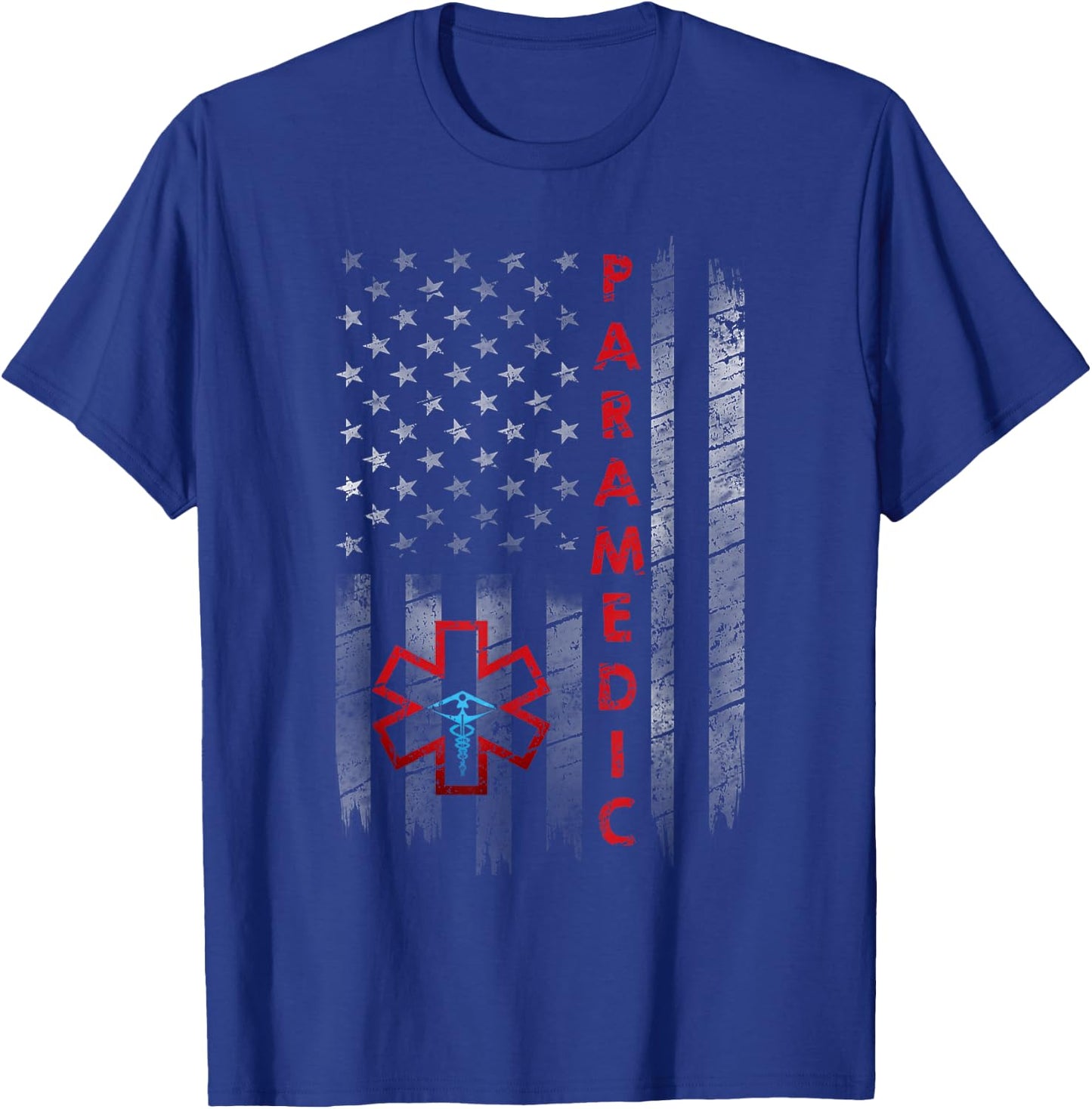 Paramedic American Flag USA Shirt EMS EMT Paramedic Gift T-Shirt - T-Shirt | Royal