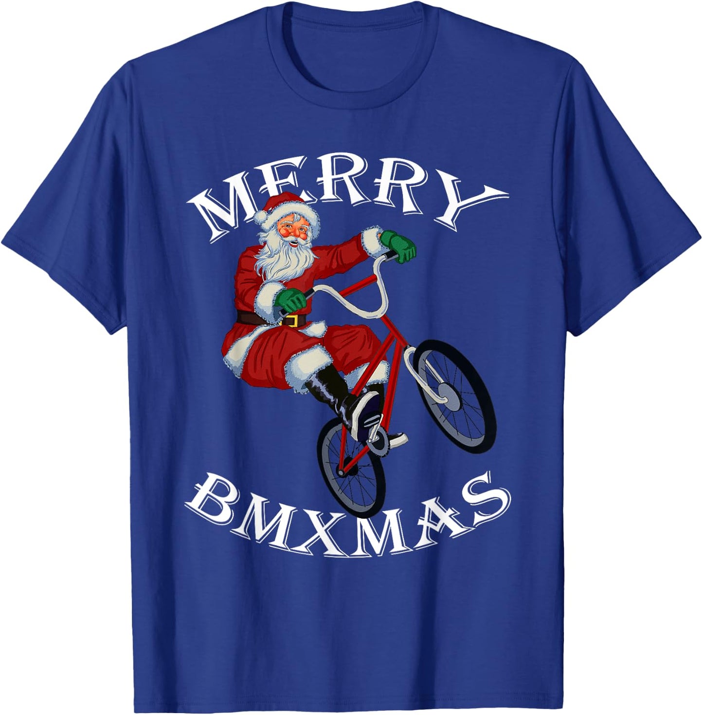 Merry BMXmas Christmas BMX Santa Gifts Funny T-Shirt - T-Shirt | Royal