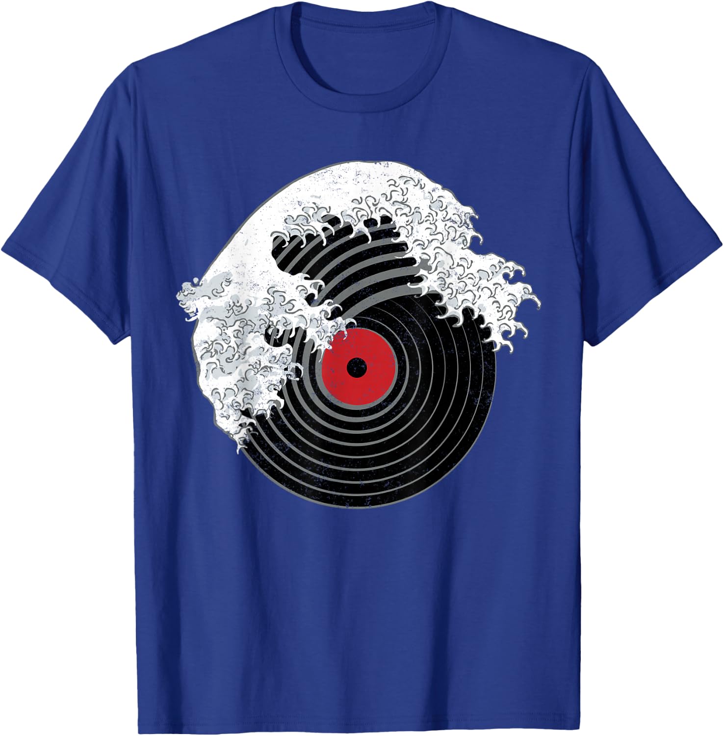 Great Wave of Music DJ Vinyl Record Turntable Kanagawa T-Shirt - T-Shirt | Royal