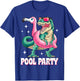 Pool Party Dinosaur Pink Flamingo Float Funny T rex Summer Women Kids T-Shirt - T-Shirt | Royal