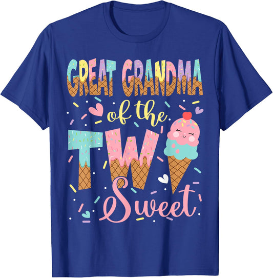 Great Grandma Of The Two Sweet 2Nd Birthday Girl Ice Cream T-Shirt - T-Shirt | Royal