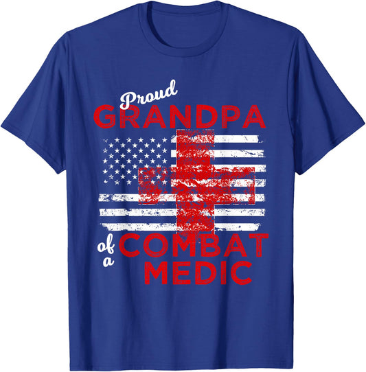 Proud Grandpa of a Combat Medic Distressed Flag T-Shirt - T-Shirt | Royal