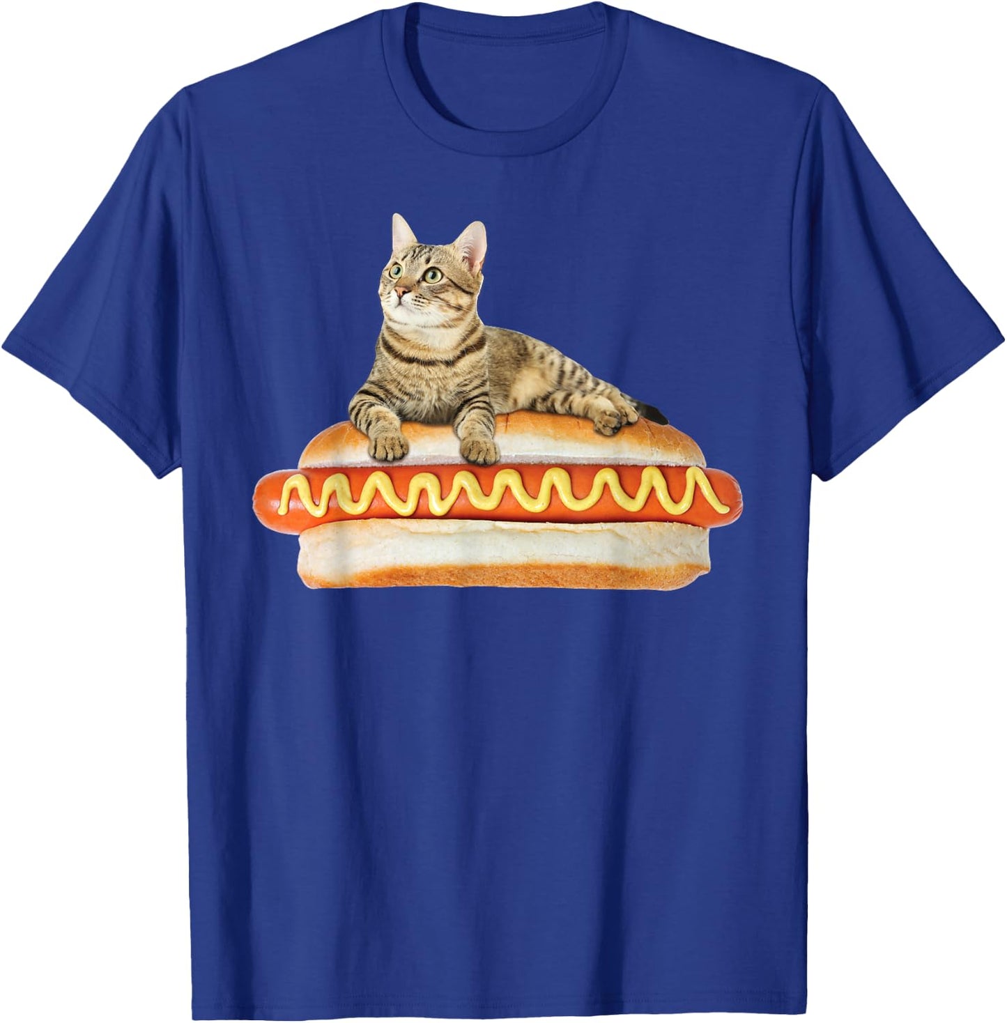 Funny Hot Dog Cat by Zany Brainy, Cute Kitty Food T-Shirt - T-Shirt | Royal
